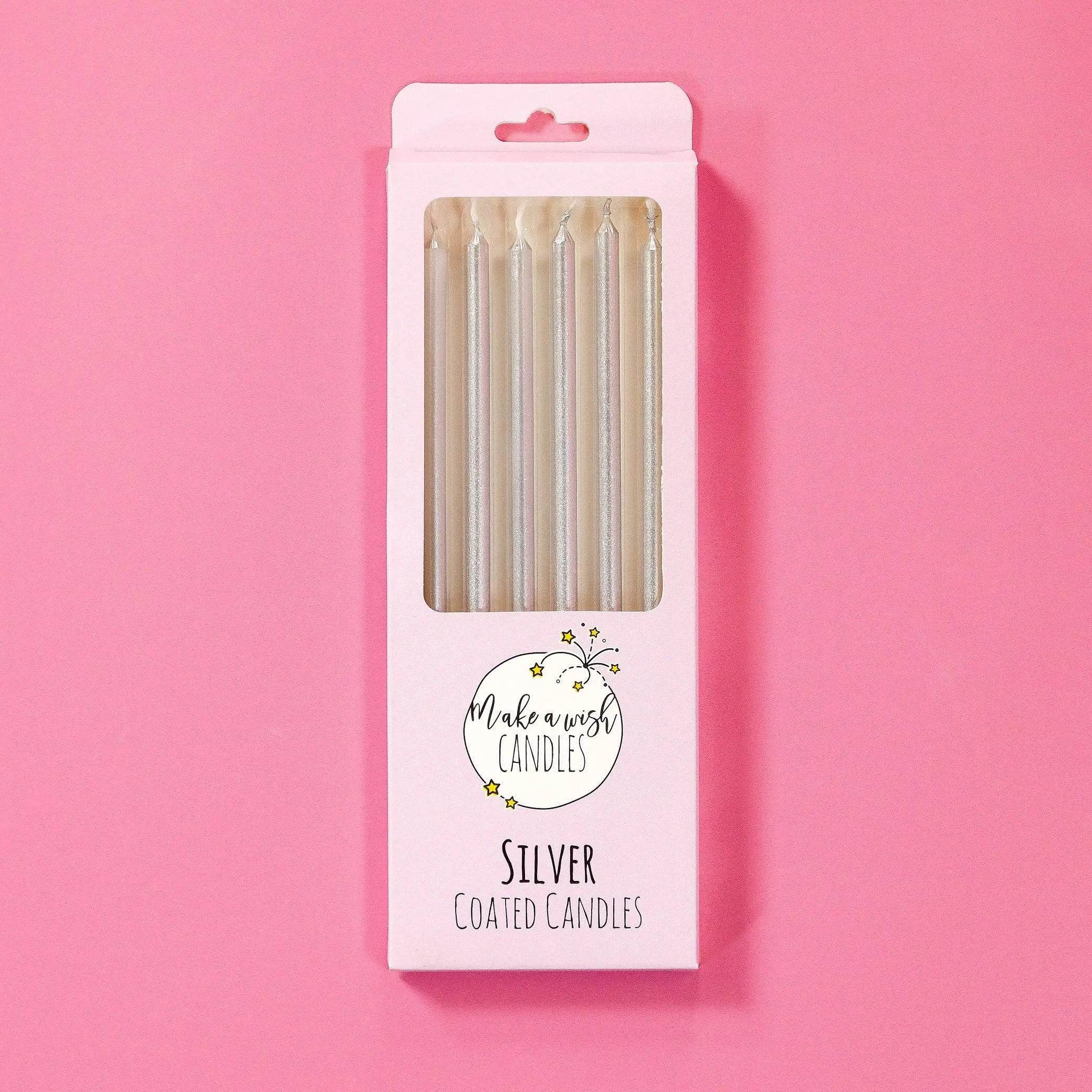 Silver Candles Cakes & Candles for London Delivery Crumbs & Doilies