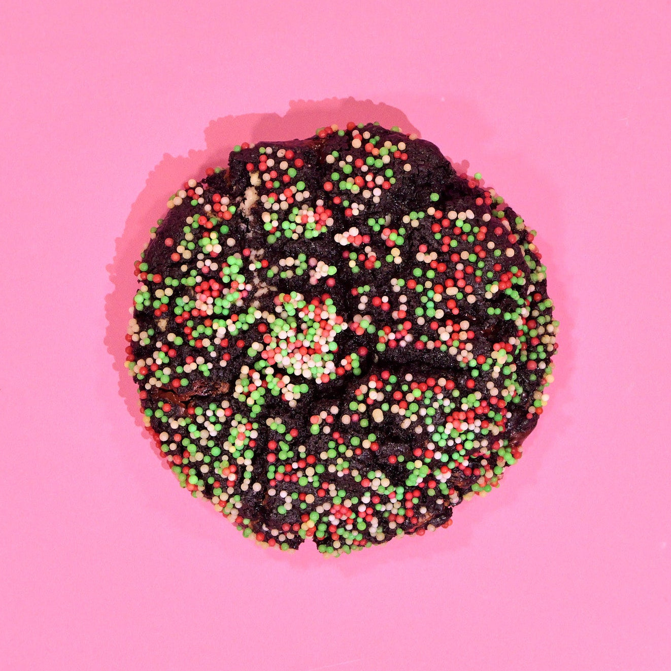 Christmas Nobbly Bobbly New York Cookie with festive red, green, and white sprinkles by Crumbs & Doilies