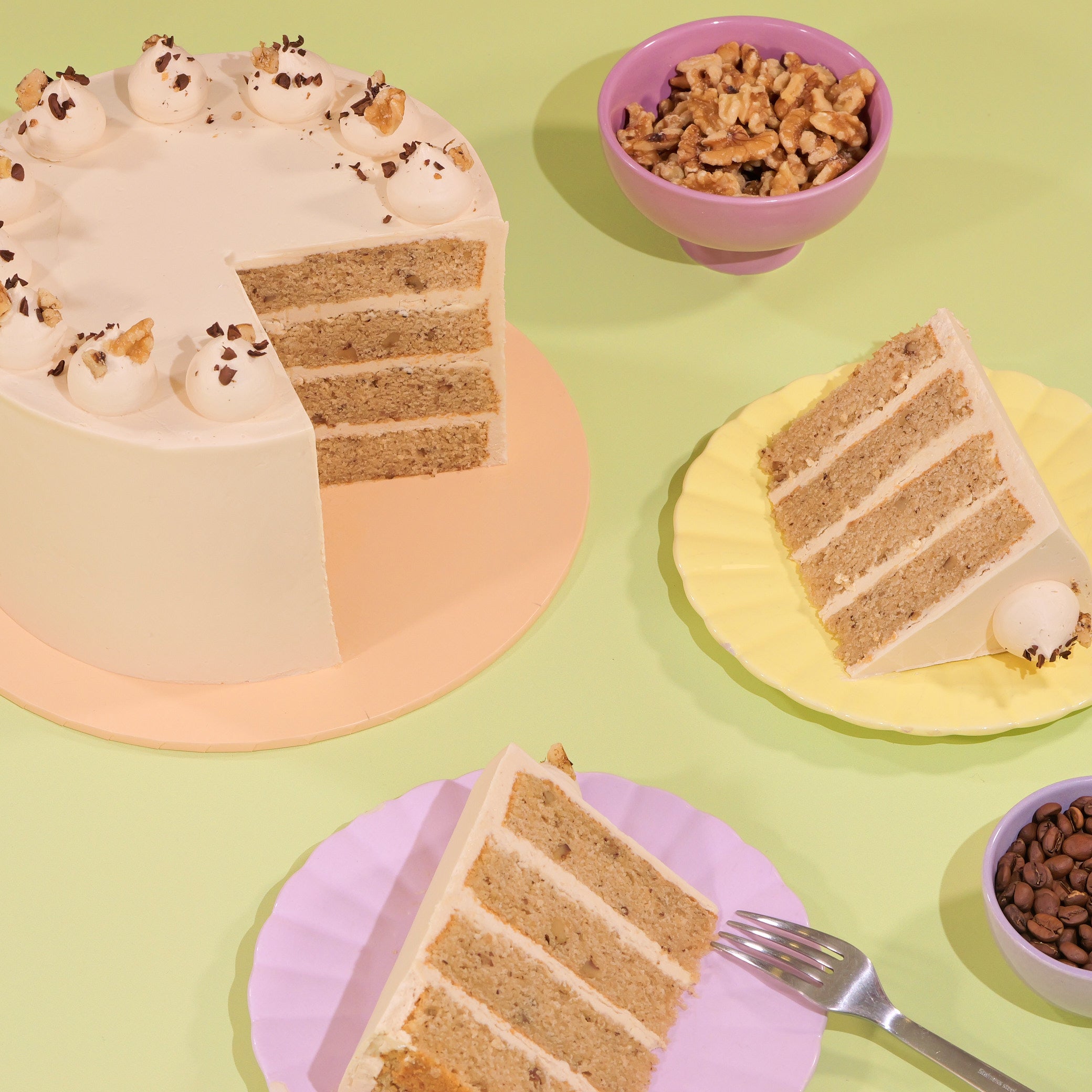 Classic Coffee & Walnut Cake  Crumbs & Doilies