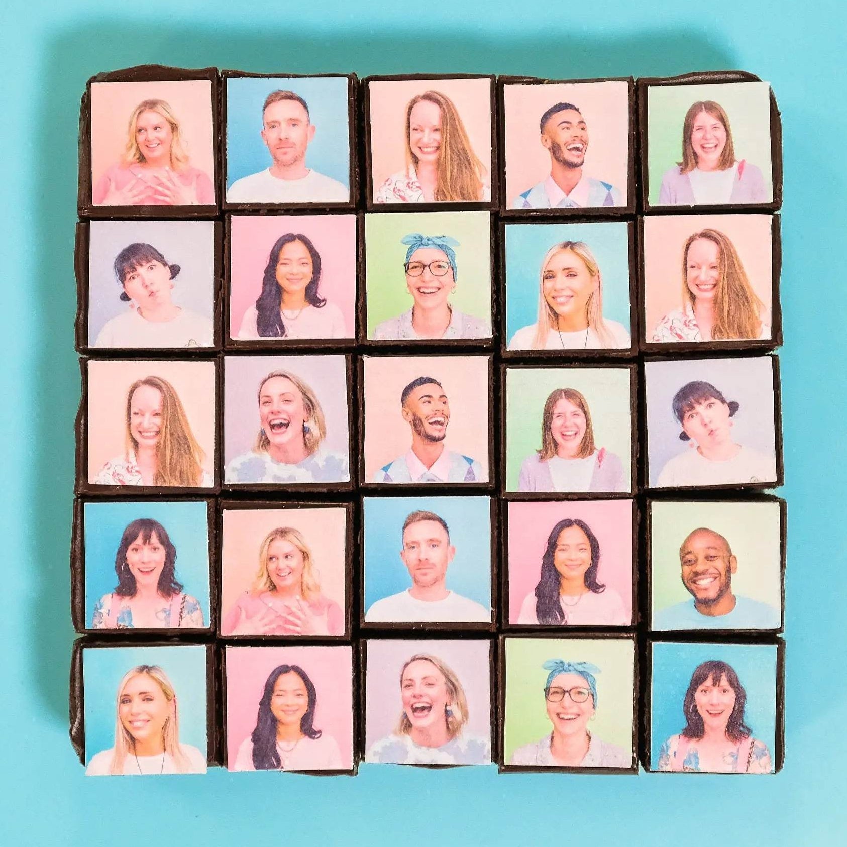 Edible Image Brownies featuring personalized photo toppers with vibrant colors on rich chocolate squares Crumbs & Doilies