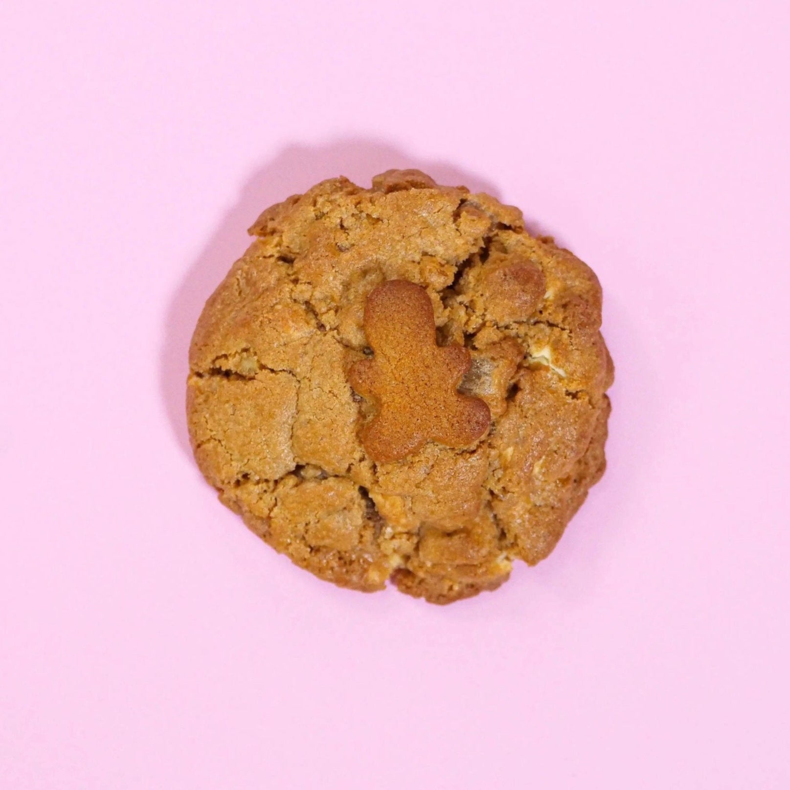 Gingerbread New York Cookie with white chocolate and gingerbread person by Crumbs & Doilies