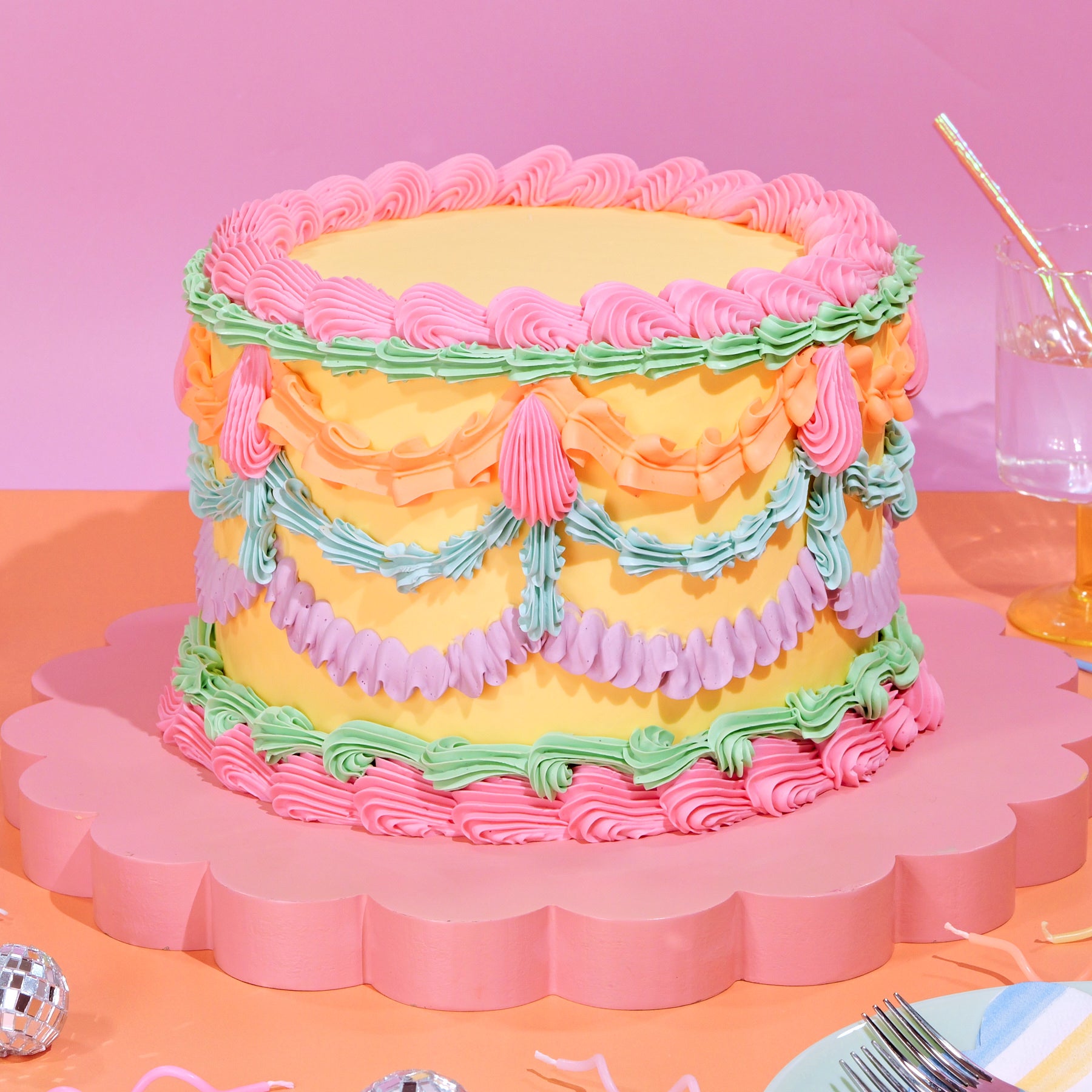 Pastel Rainbow Vintage Cake