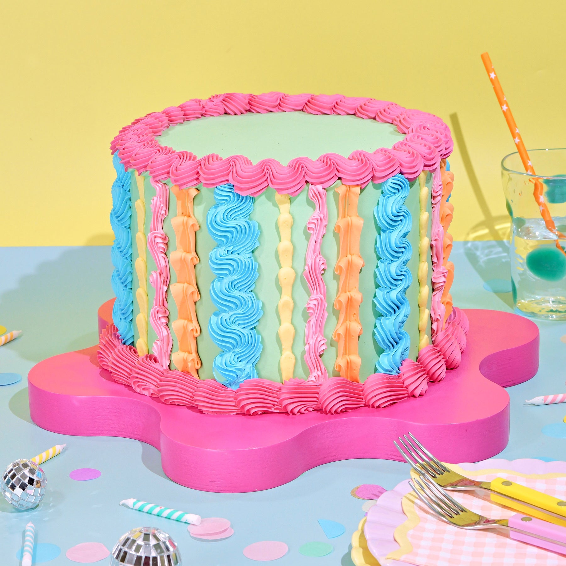 Pastel Stripe Vintage Cake
